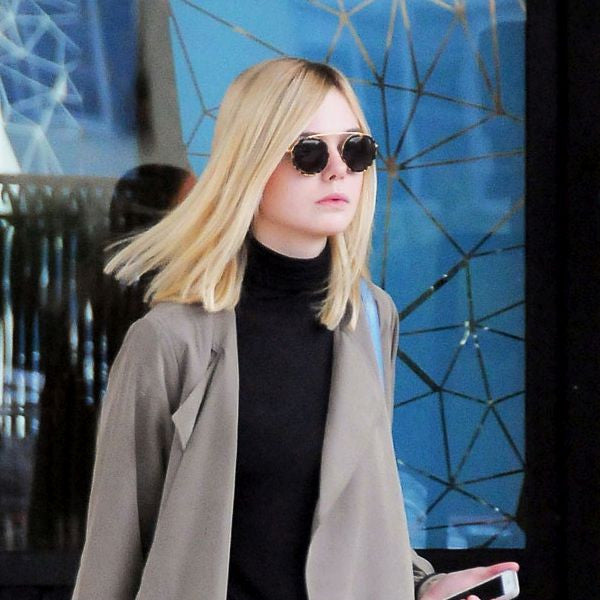 Elle Fanning Style Vintage Round Flat Top Celebrity Sunglasses