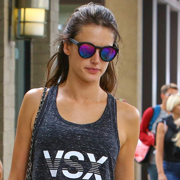 Alessandra Ambrosio Style Unisex Color Mirror Rounded Celebrity Sunglasses